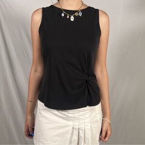 black sleeveless top